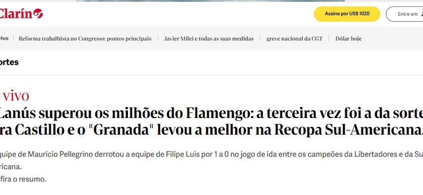 Imprensa argentina repercute vitória do Lanús na Recopa sobre Flamengo