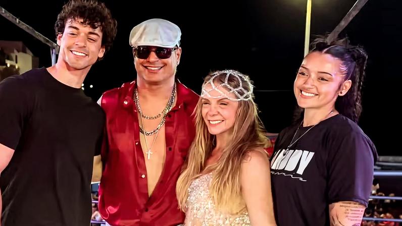Carla Perez se despede do Algodão Doce ao lado dos filhos e do marido, Xanddy Harmonia — Foto: Instagram/Reprodução