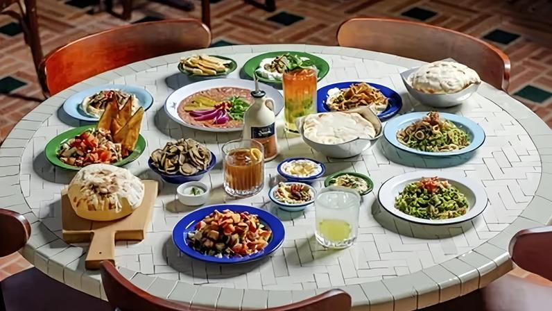 Pratos do restaurante de comida árabe, Casa Baruk