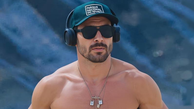 Cauã Reymond faz corrida na praia do Rio de Janeiro