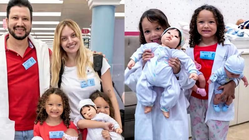 Cleber e Ingrid com as filhas — Foto: Divulgação