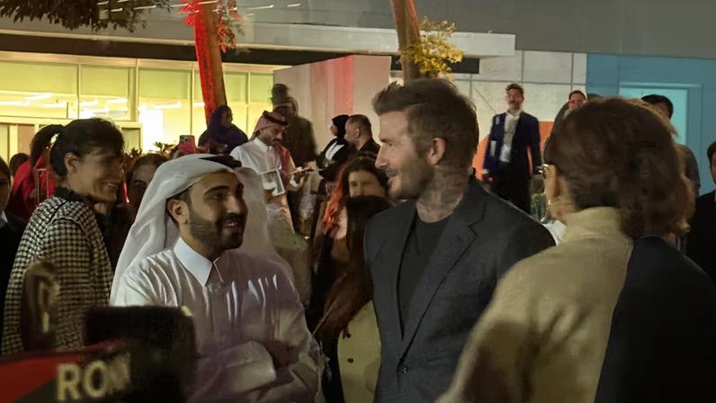 David Beckham turned up at Rirkrit Tiravanija’s installation *untitled 2025 (no bread no ashes)* in MIA Park
