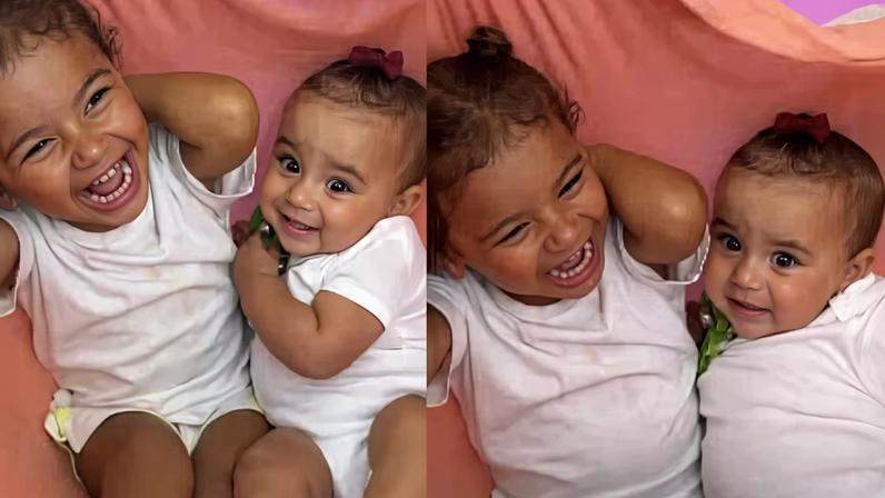 Mavie e Mel, filhas de Neymar e Bruna Biarcardi, brincando — Foto: Reprodução/Instagram