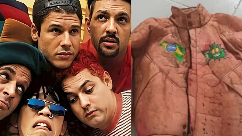 Jaqueta encontrada em caixão do Dinho, do Mamonas Assassinas — Foto: Reprodução/Instagram