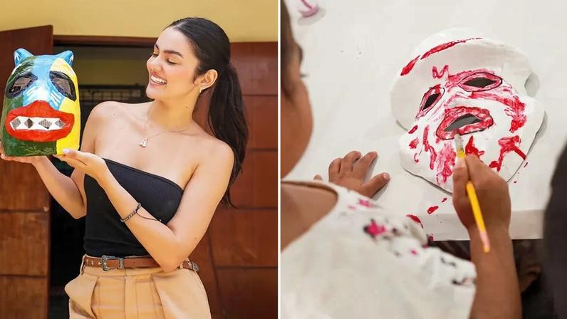 Eslovênia Marques, embaixadora do Lar Maná, em Pernambuco, realiza ação de Carnaval na instituição — Foto: Divulgação