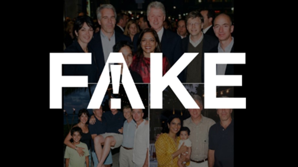 É #FAKE que fotos mostrem prefeito de Nova York ao lado de Jeffrey Epstein; imagens foram criadas com IA — Foto: Reprodução