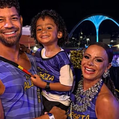 Viviane Araujo e Guilherme Militão levam filho ao Desfile das Campeãs