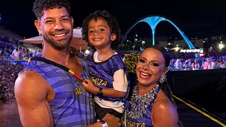 Viviane Araujo e Guilherme Militão com Joaquim — Foto: Reprodução/Instagram