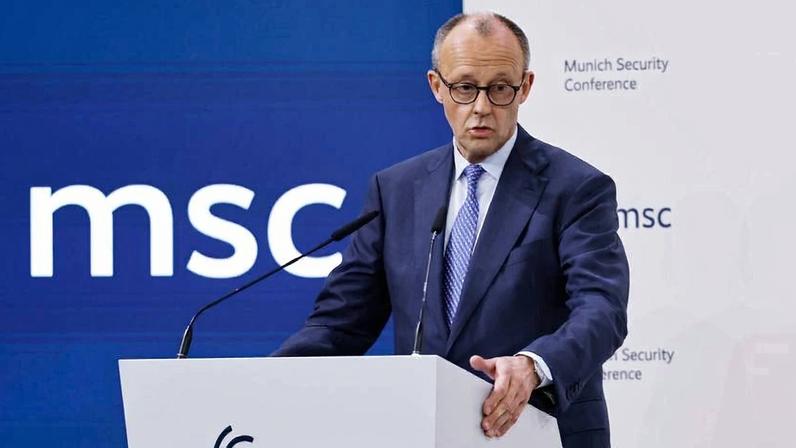 German Chancellor Friedrich Merz speaks at the start of the 62nd Munich Security Conference in Munich on Feb. 13.