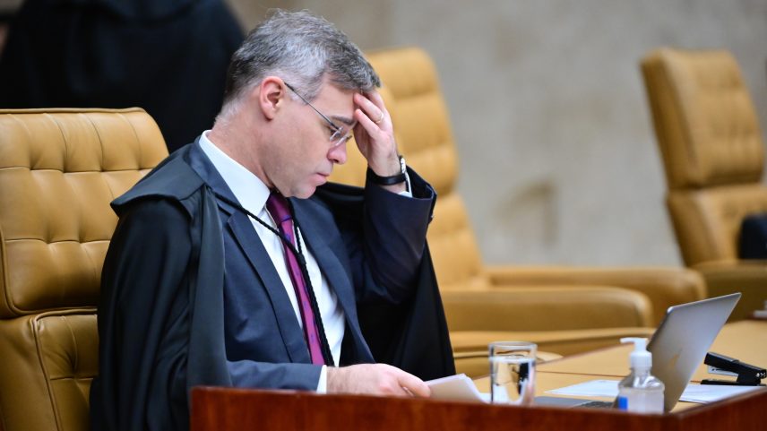 Ministro André Mendonça pede vista na votação do marco temporal. Nesta quarta (7) o Supremo Tribunal Federal retoma a votação o Marco Temporal para definir se é constitucional ou não. A votação conta com a presença de lideranças Indígenas como Cacique Raoni e Ministra Sonia Guajajara. — Foto: Ton Molina/Estadão Conteúdo