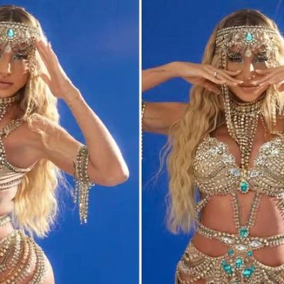 Gabi Martins usa look de pedrarias no último ensaio da Vila Isabel