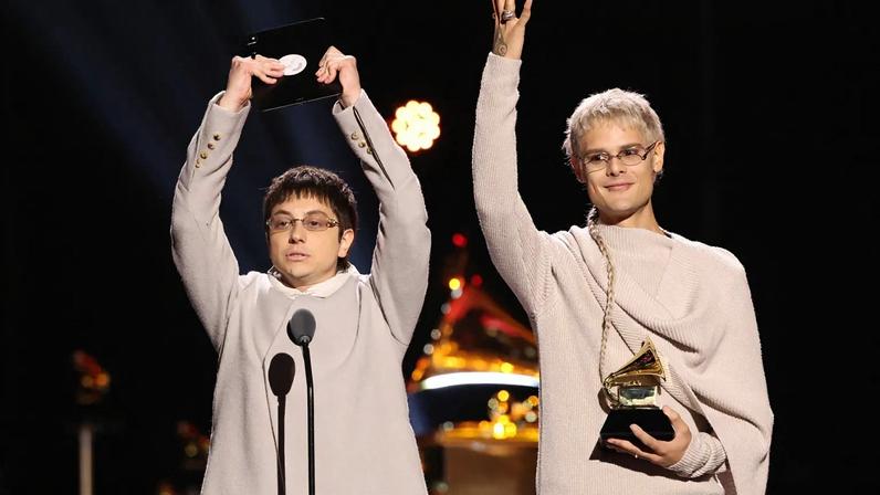 Paco Amoroso and CA7RIEL at 2026 Grammys