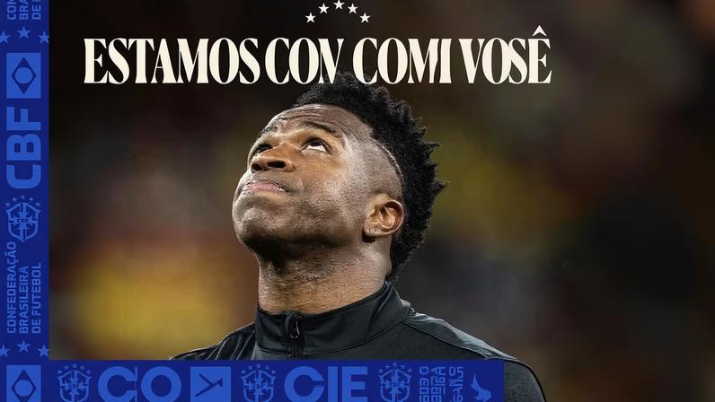 CBF apoia Vini Jr. após caso de racismo em jogo da Champions League — Foto: Reprodução / CBF