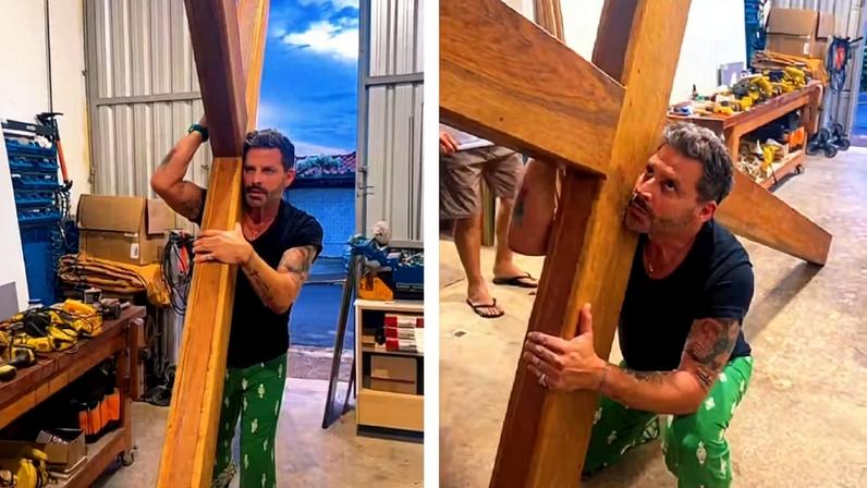 Henri Castelli ensaia para viver Jesus Cristo em espetáculo — Foto: Reprodução/Instagram