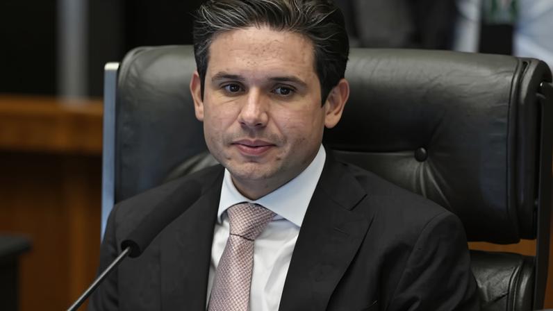 Hugo Motta, presidente da Câmara dos Deputados, em sessão plenária da Câmara