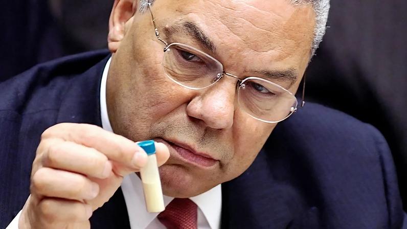 Em fevereiro de 2003, o ex-secretário de Estado dos EUA, Colin Powell, apresentou ao Conselho de Segurança da ONU evidências da falha do Iraque em desarmar-se. (Foto: Mark Garten/ONU Photo)