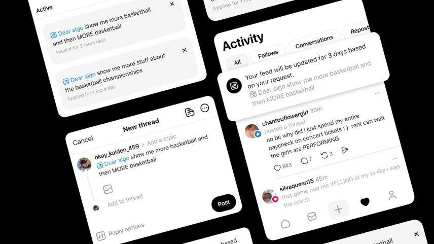Threads lança recurso Dear Algo para orientar o que ver no feed