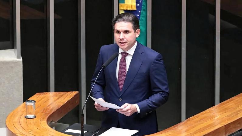 Destinada a inaugurar a 4ª Sessão Legislativa Ordinária da 57ª Legislatura. Presidente da Câmara dos Deputados, Hugo Motta (REPUBLICANOS - PB) - Bruno Spada/Câmara dos Deputados