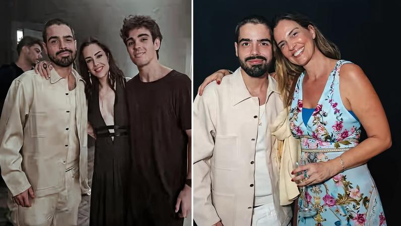 João Silva com os irmãos, Lara Silva e Rodrigo Silva, e com a mãe, Luciana Cardoso — Foto: Vitor Reis