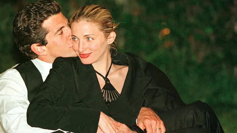 Carolyn Bessette Kennedy wed John F. Kennedy Jr. in a secret 1996 ceremony. They're pictured here in 1999.