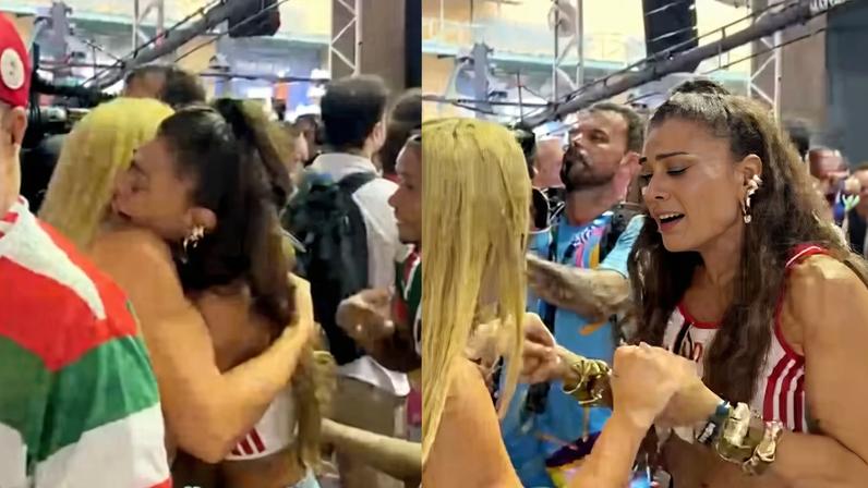 Juliana Paes é parabenizada por Virginia Fonseca após título da Viradouro — Foto: Quem