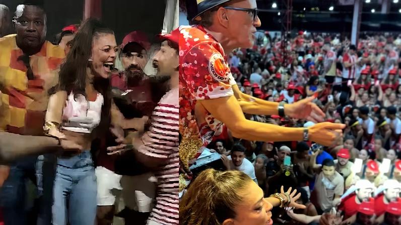 Juliana Paes é ovacionada ao chegar na quadra da Grande Rio