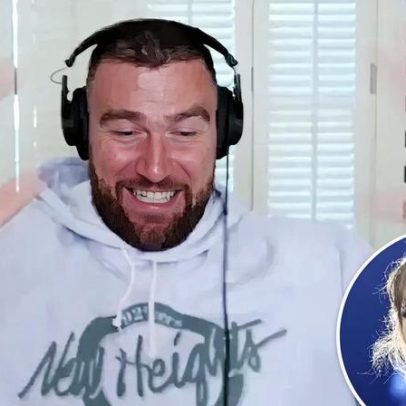 Travis Kelce quebra cadeira durante podcast e brinca que Taylor Swift vai matá-lo