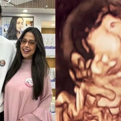 Lais Caldas e Gustavo Marsengo fazem enxoval nos EUA e celebram ultrassom 4D