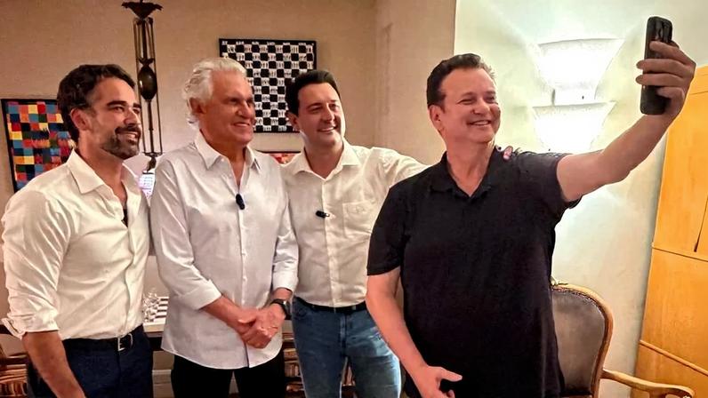 Os governadores Eduardo Leite (RS), Ronaldo Caiado (GO), Ratinho Jr. (PR), e o presidente do PSD, Gilberto Kassab. Foto: Reprodução redes sociais