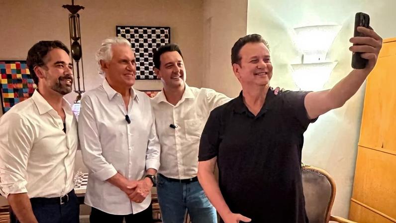 Os governadores Eduardo Leite (RS), Ronaldo Caiado (GO), Ratinho Jr. (PR), e o presidente do PSD, Gilberto Kassab. Foto: Reprodução redes sociais