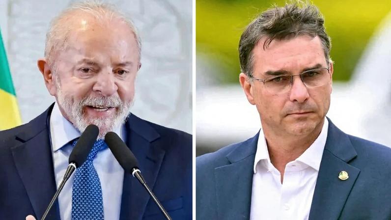 O presidente Lula (PT) e o senador Flávio Bolsonaro (PL). Fotos: Ricardo Stuckert/PR e Evaristo Sá/AFP