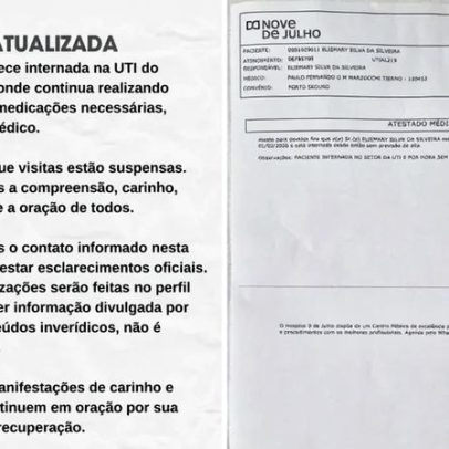 Mara Maravilha permanece na UTI sem previsão de alta, boletim