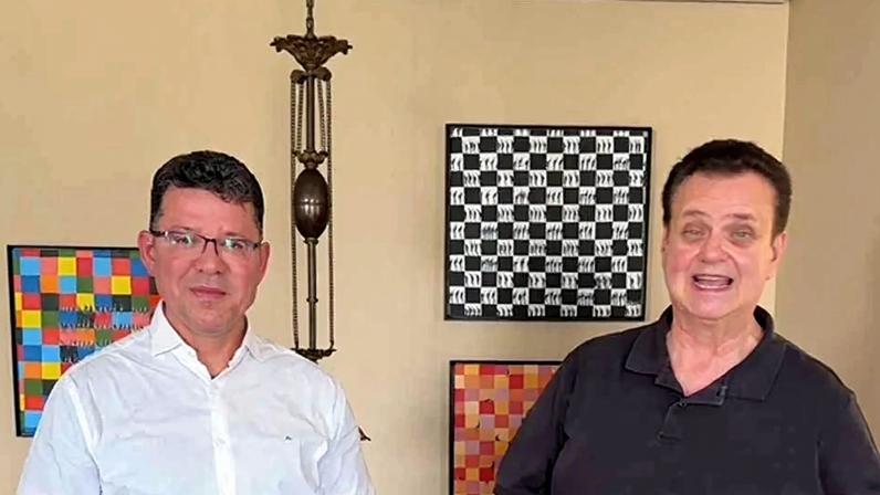 O governador Marcos Rocha e o presidente do PSD, Gilberto Kassab. Foto: Reprodução redes sociais