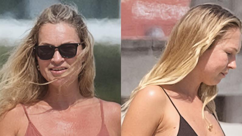 Kate Moss curte praia com filha Lila Moss