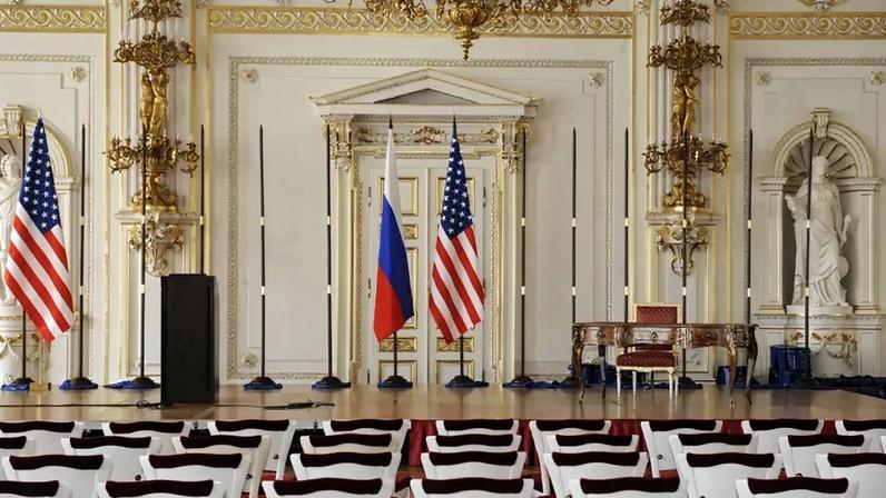 The Spain Hall of the Prague Castle is prepared ahead of a meeting between U.S. and Russian leaders, where the New START nuclear arms control will be signed, in Prague on April 6, 2010.
