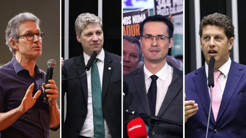 Romeu Zema, Marcel van Hattem, Deltan Dallagnol e Ricardo Salles: nomes fortes do Novo para as eleições de 2026 (Foto: Fotomontagem Gazeta do Povo (Câmara dos Deputados/Dirceu Aurélio-Imprensa Governo MG))
