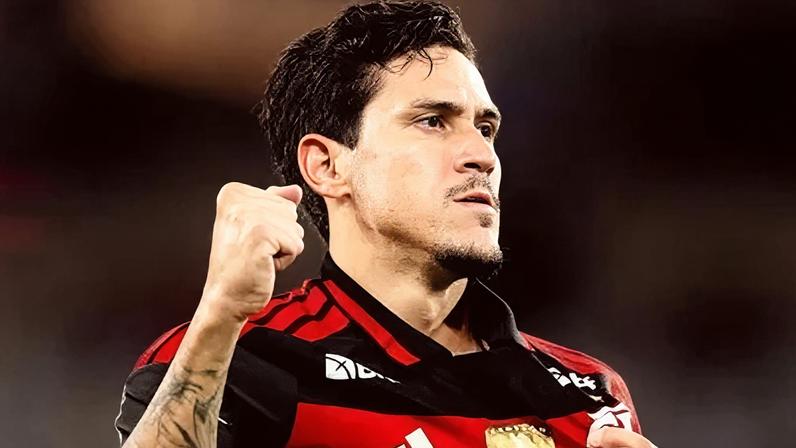 Pedro celebra gol pelo Flamengo em partida contra o Sampaio Corrêa.