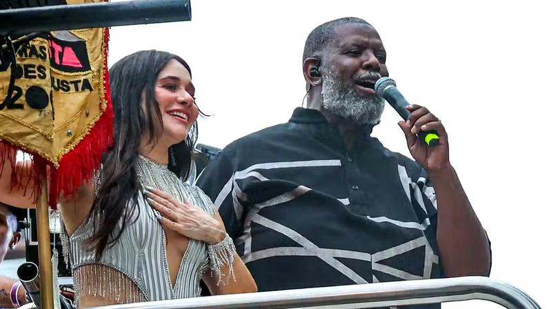 Alessandra Negrini e Péricles no desfile do Acadêmicos do Baixo Augusta no Carnaval 2026 — Foto: Tomzé Fonseca/AgNews