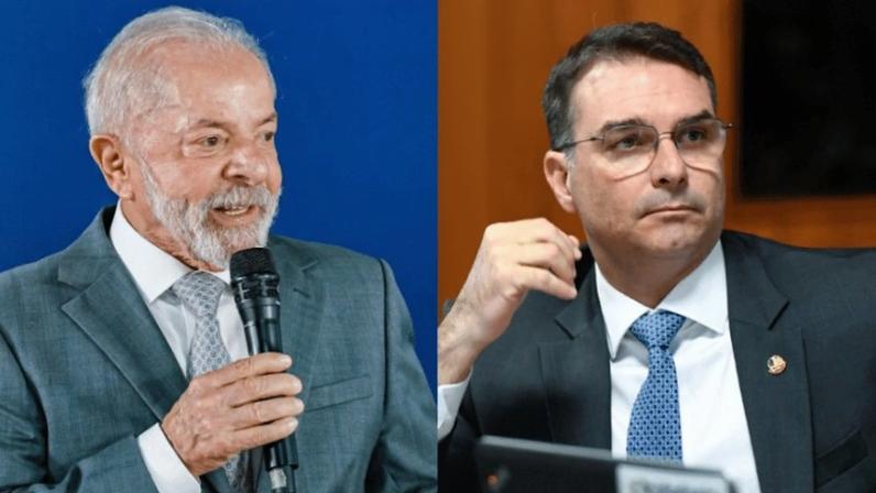 Presidente Lula (PT) e senador Flávio Bolsonaro (PL)