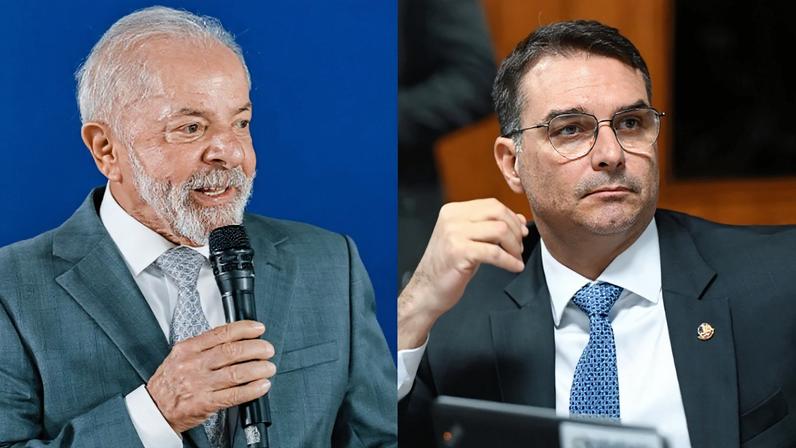 Presidente Lula (PT) e senador Flávio Bolsonaro (PL)