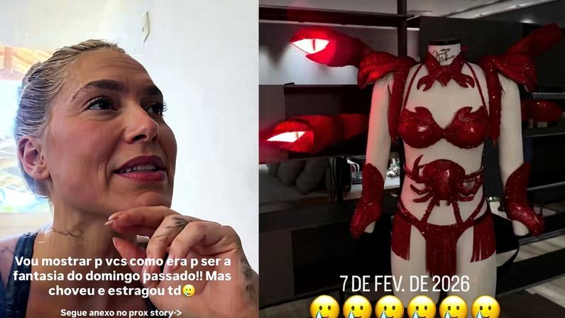 Virginia revela efeitos especiais da fantasia de caranguejo impedidos pela chuva