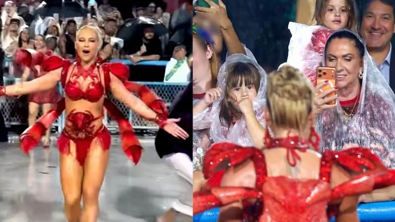 Virginia Fonseca interrompe desfile na Sapucaí ao ver as filhas; vídeo mostra reação da rainha da Grande Rio — Foto: Reprodução/Instagram