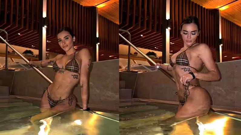 Tainá Militão é fotografada em spa durante viagem à Suíça