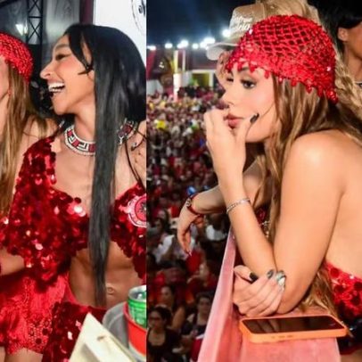 Lexa acompanha apuração na quadra da Dragões da Real