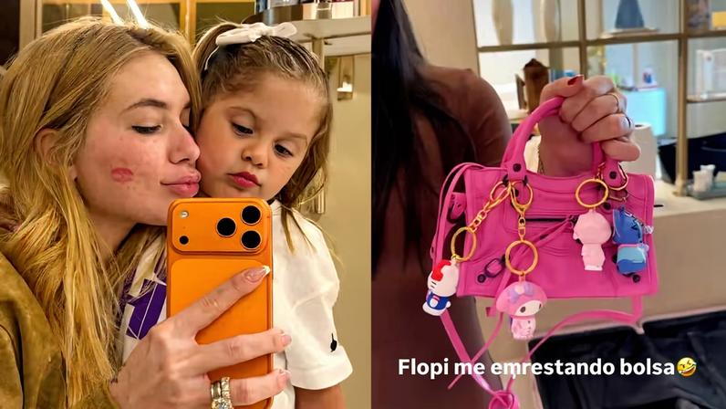 Virginia pega bolsa emprestada da filha Maria Flor