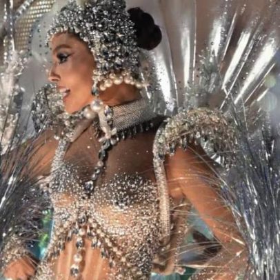 Giovanna Lancellotti celebra vice da Beija-Flor com look poderoso na Sapucaí