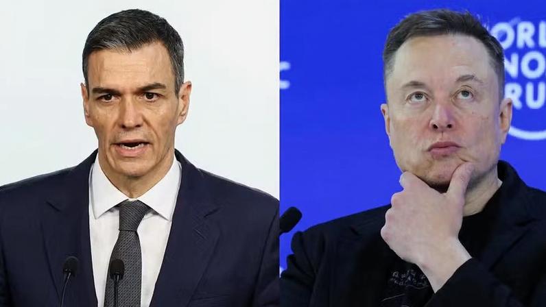 Pedro Sánchez, primeiro-ministro da Espanha, e Elon Musk — Foto: Reuters