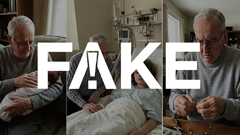 É #FAKE vídeo em que avô diz vender colar para pagar tratamento da neta — Foto: Reprodução