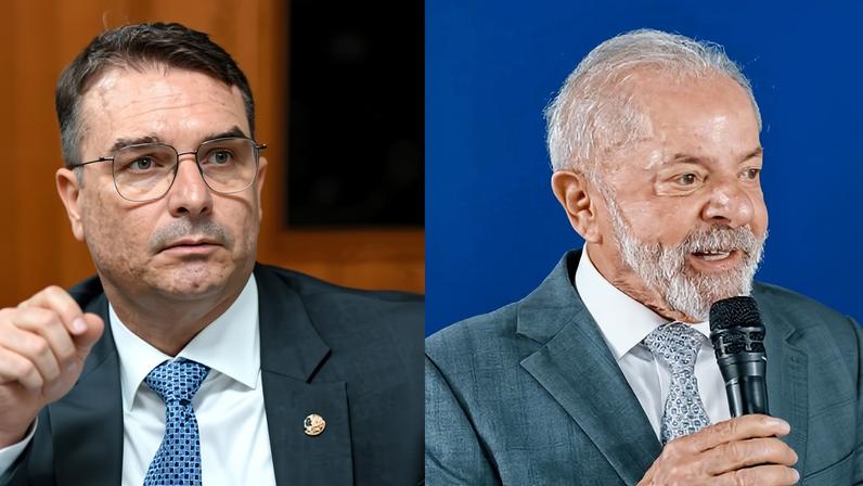 Senador Flávio Bolsonaro e presidente Lula