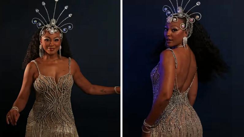 Sheron Menezzes exibe look do último ensaio da Portela na Sapucaí — Foto: David Aldeia (@daldph)